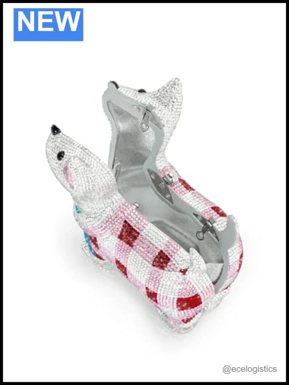 JW PEI Eden Puppy Shape Faux Crystal Clutch Bag for Women